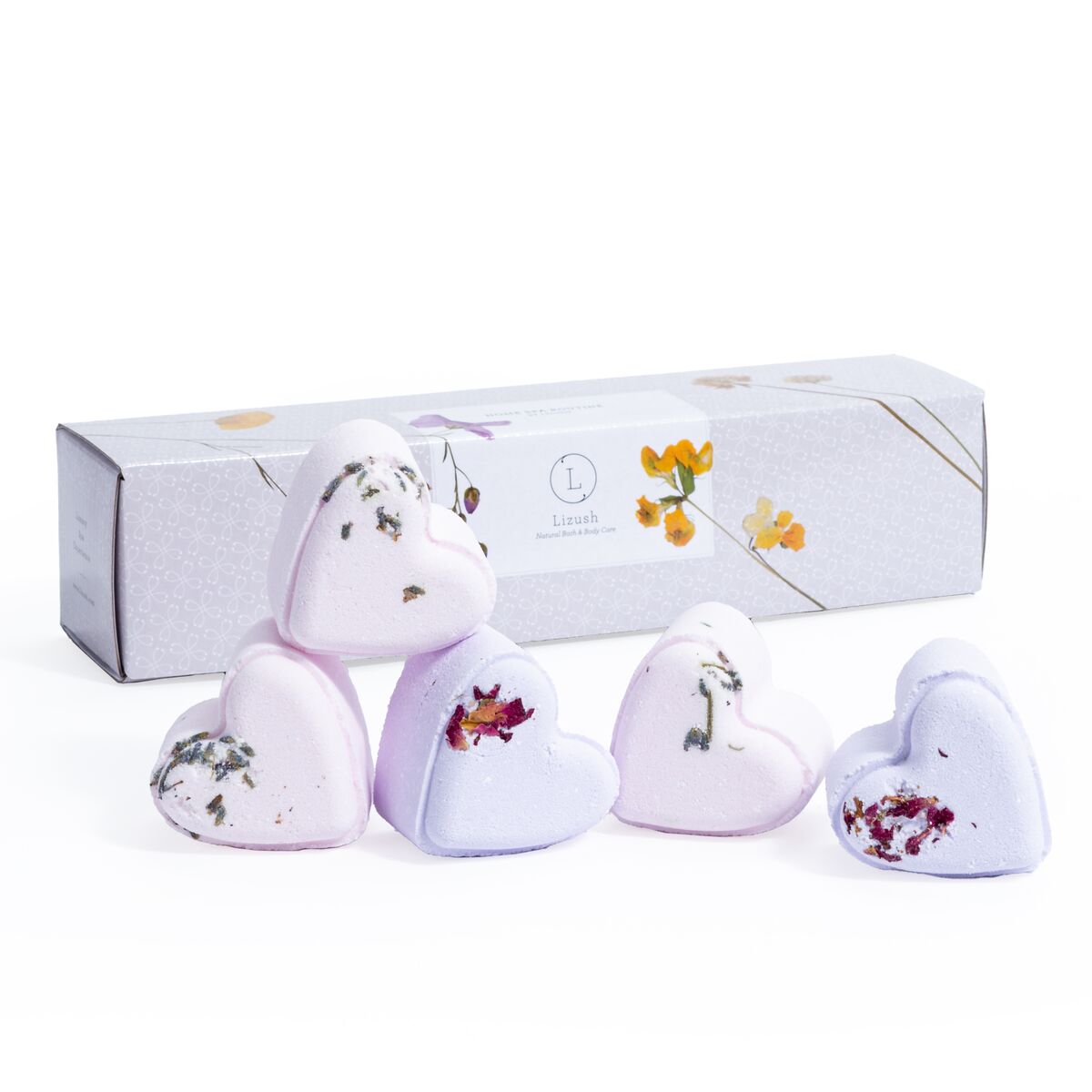 Set of 5 Heart Shaped Shower Steamers Package - in a Gift Box - Can be personalized.