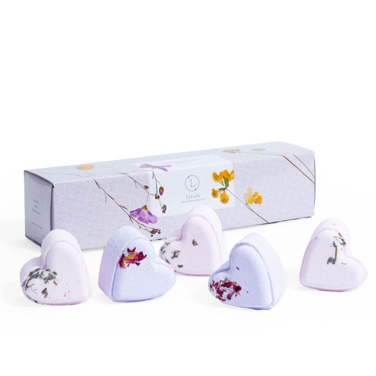 Set of 5 Heart Shaped Shower Steamers Package - in a Gift Box - Can be personalized.