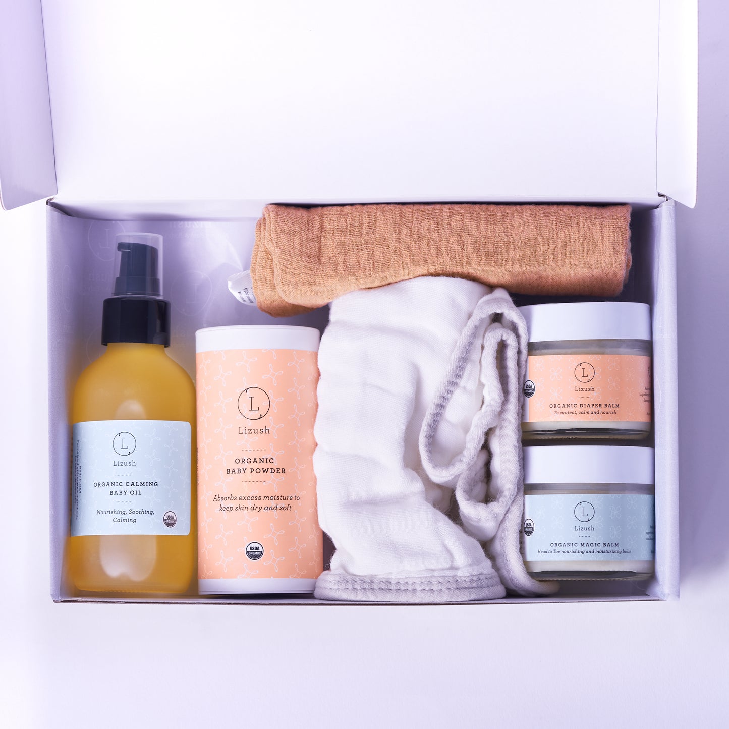 Organic full care new baby gift set - welcome little one!