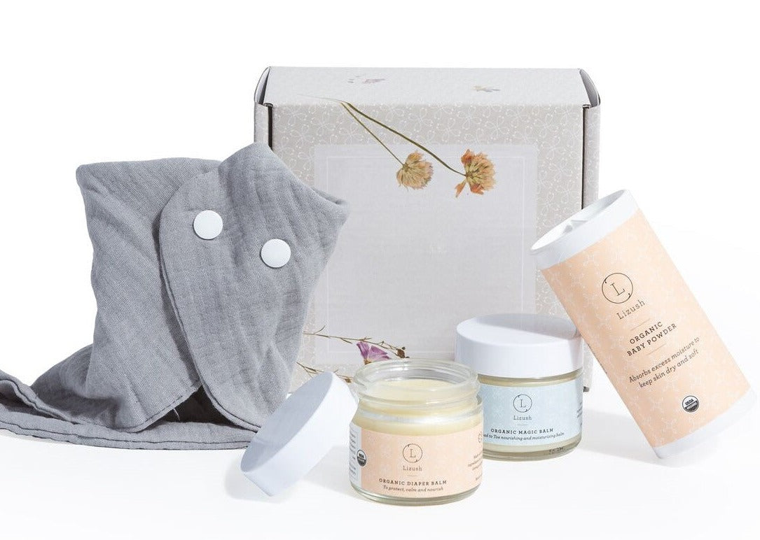 Organic full care new baby gift set - welcome little one! organic diaper balm organic baby powder