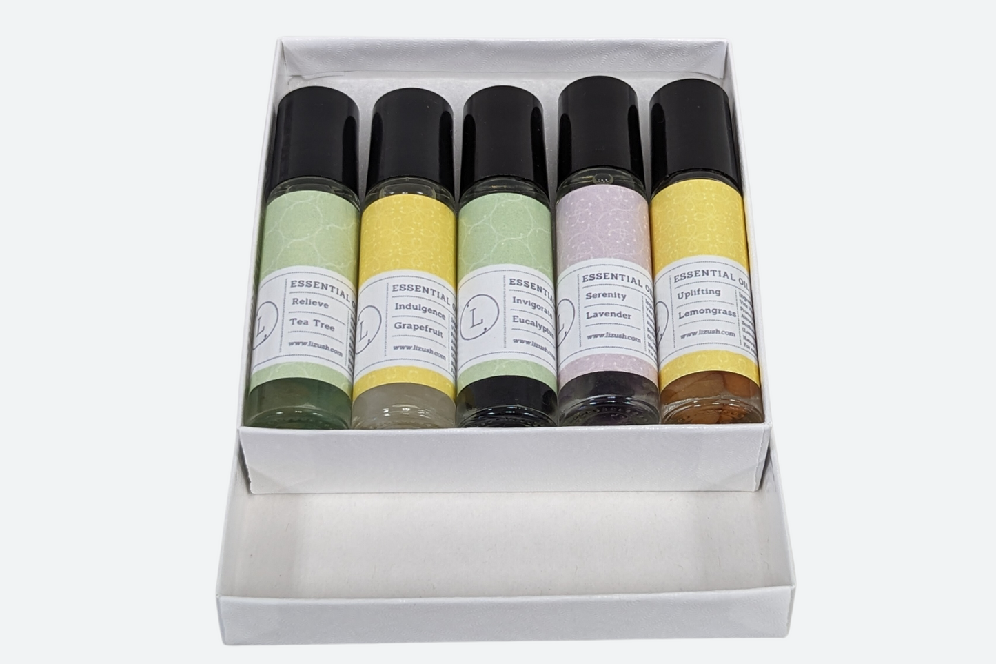 Set of Essential Oils Roll-On with Crystals and CBD (THC free)