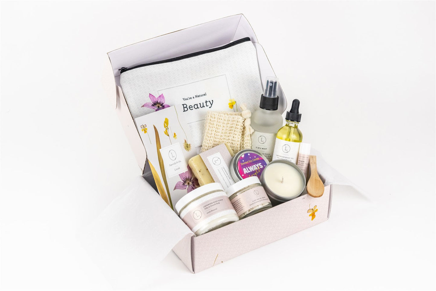 Natural skin care, spa gift box, lavender gift box, birthday gift, lizush