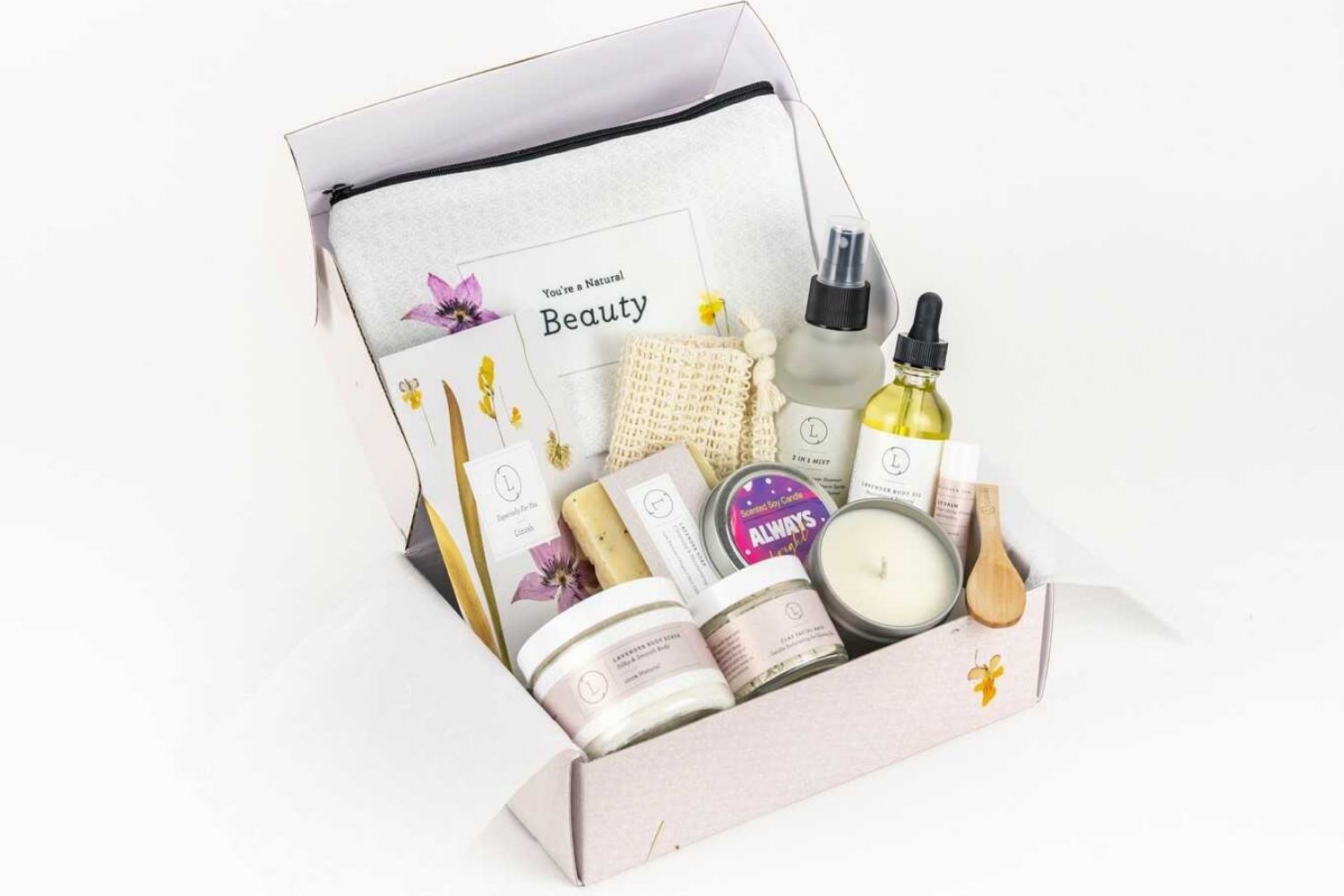 Natural skin care, spa gift box, lavender gift box, birthday gift, lizush