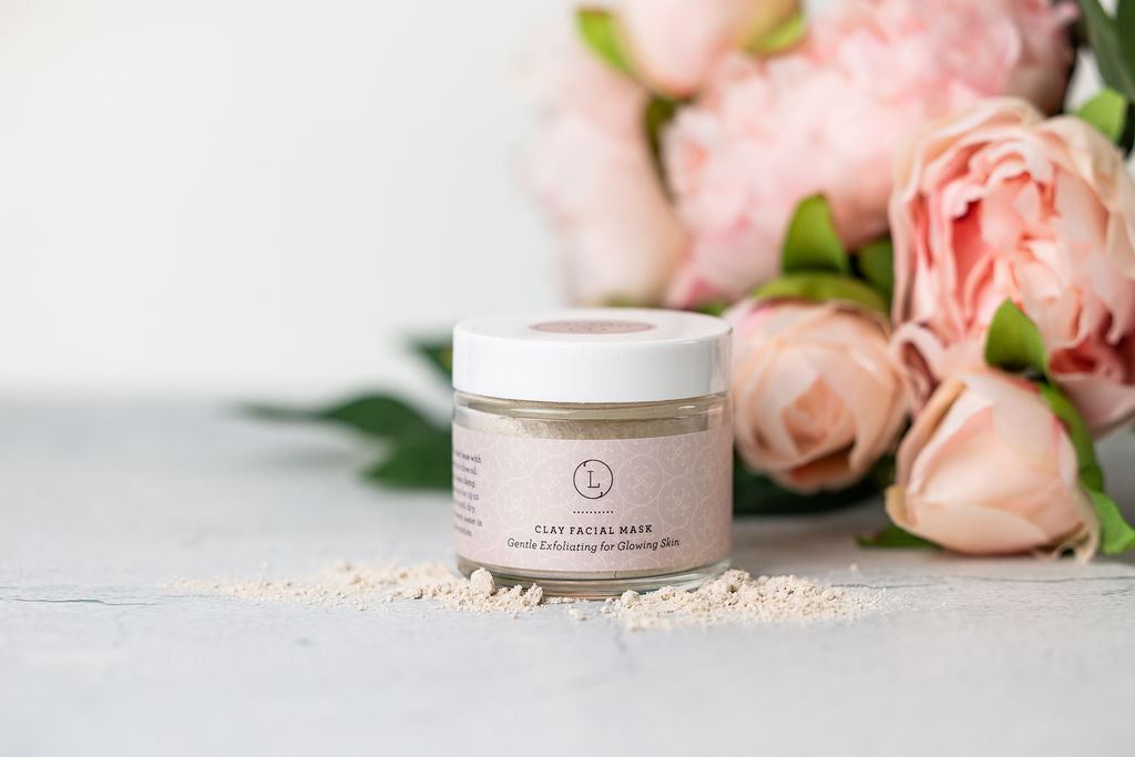 Natural facial clay mask - gentle exfoliating for glowing skin mask - lizush