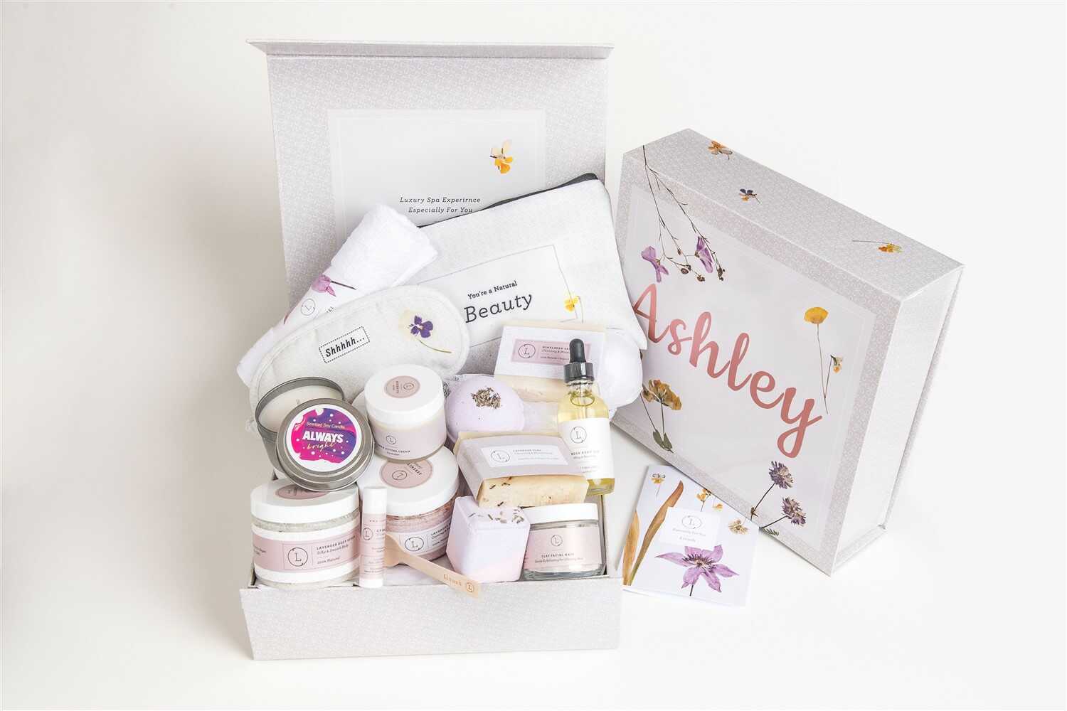 Natural lavender skin care spa gift basket