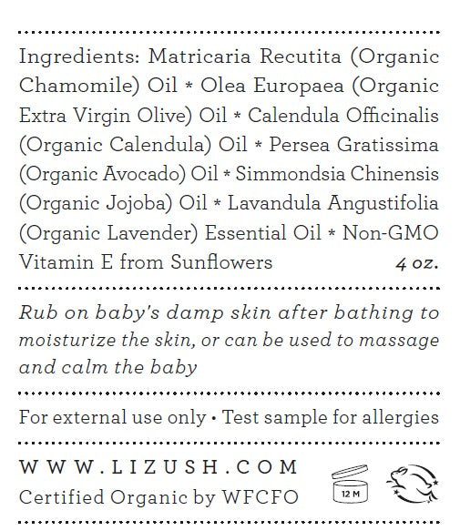 ORGANIC CALMING BABY OIL Nourishing, Soothing,Calming